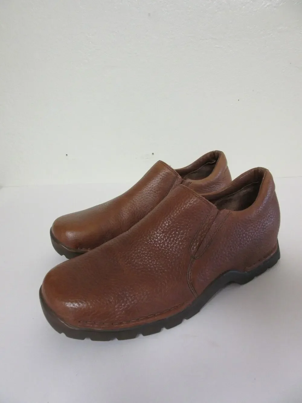COLE HAAN Brown Pebbled Leather Slip On 11 1/2 Lugged Rubber Sole Shoes